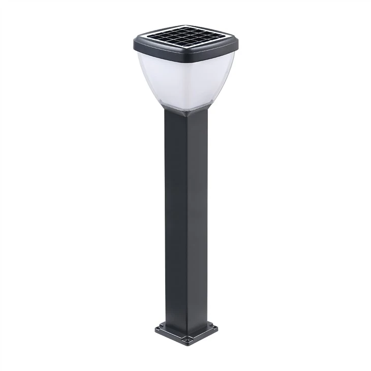 Bolard de iluminat cu led solar pătrat de exterior